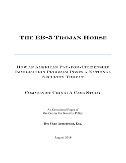 the eb-5 trojan horse - Center for Security Policy