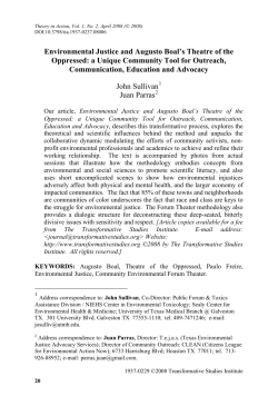 Environmental Justice and Augusto Boal`s Theatre of the Oppressed