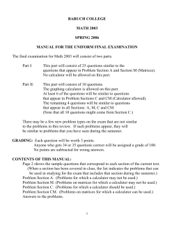 BARUCH COLLEGE MATH 2003 SPRING 2006 MANUAL FOR THE