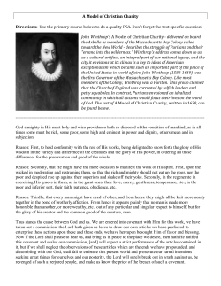 A Model of Christian Charity Directions: Use the primary source