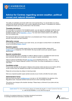 Advice for Centres regarding severe weather, political unrest