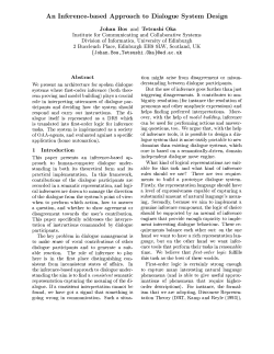 An Inference-based Approach to Dialogue System Design Johan