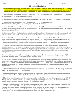 Ch. 12, 13, 14 Test Review