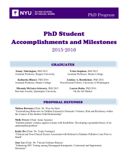 PhD Student Accomplishments and Milestones