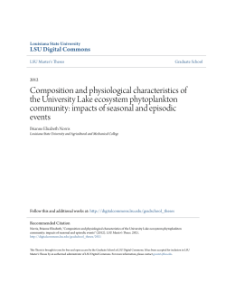 Composition and physiological characteristics of the University Lake