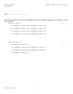 Berkeley City College Precalculus - Math 1 - Chapters 1