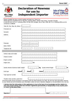 Declaration of Newness Independent Importer for use by