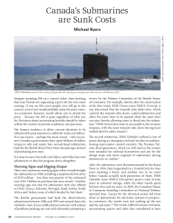 Canada`s Submarines are Sunk Costs