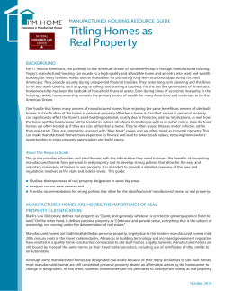 Titling Homes as Real Property