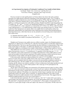 An Experimental Investigation of Positionally Conditioned Tone