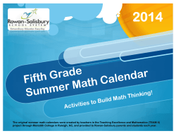 5th-2013 Math Calendar - Rowan