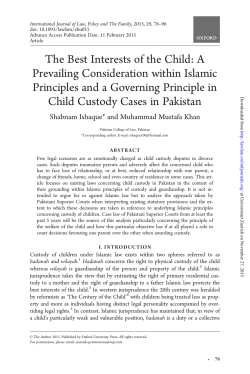 The Best Interests of the Child: A Prevailing Consideration within
