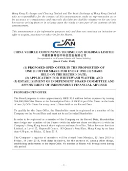 (1) PROPOSED OPEN OFFER IN THE PROPORTION OF ONE (1