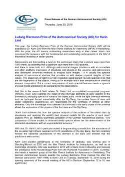 AG Press Release - Astronomische Gesellschaft eV