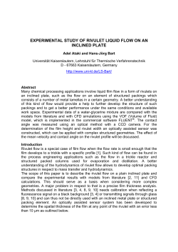EXPERIMENTAL STUDY OF RIVULET LIQUID FLOW ON AN