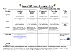 Room 207 Home Learning Log