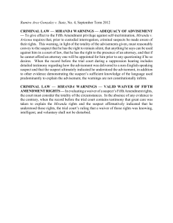 MIRANDA WARNINGS - Maryland Courts