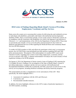 DOJ Letter of Findings Regarding Rhode Island`s System of
