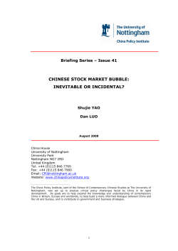 CHINESE STOCK MARKET BUBBLE: INEVITABLE OR INCIDENTAL?