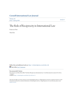 The Role of Reciprocity in International Law