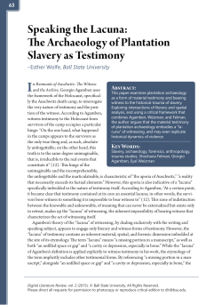 The Archaeology of Plantation Slavery as Testimony