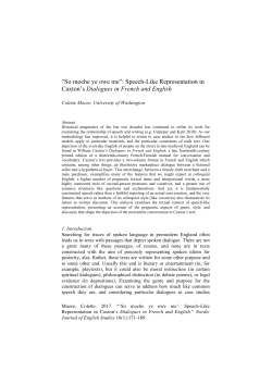 Speech-Like Representation in Caxton`s Dialogues in French and