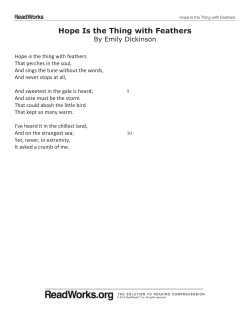 Hope Is the Thing with Feathers Passage Questions