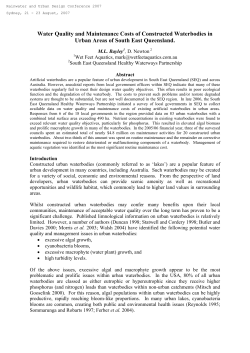 Water Quality and Maintenance Costs of Constructed Waterbodies