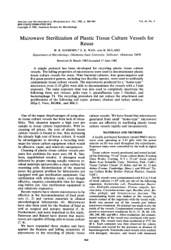 Microwave Sterilization of Plastic Tissue Culture Vessels for
