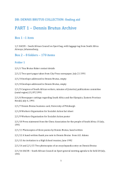 PART 1 &ndash; Dennis Brutus Archive