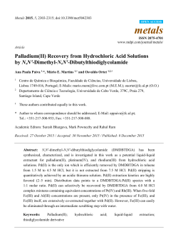 Palladium(II) Recovery from Hydrochloric Acid Solutions by N,N
