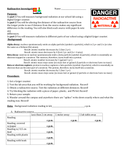 Radioactive Investigation Name Purpose
