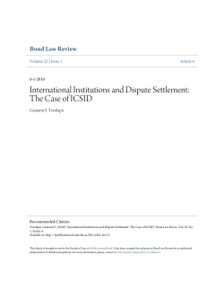 International Institutions and Dispute Settlement: The Case