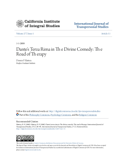 Dante&acirc;&bull;Žs Terza Rima in Th e Divine Comedy: Th e Road of Th erapy