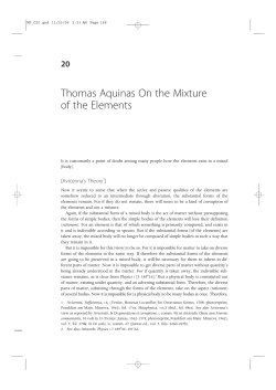 Thomas Aquinas On the Mixture of the Elements