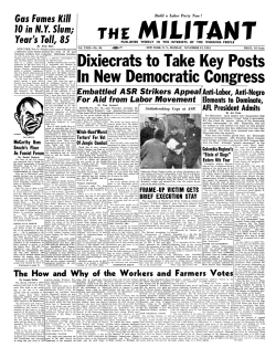 Dixiecrats to Take Key Posts In New Democratic Congress