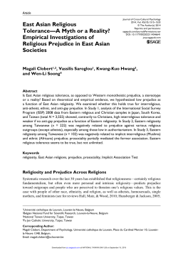 East Asian Religious Tolerance&mdash;A Myth or a Reality?