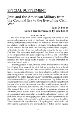 SPECIAL SUPPLEMENT Jews and the American Military from the