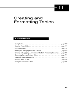 Creating and Formatting Tables - OpenOffice.org Training, Tips, and
