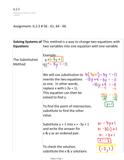 Solving Systems of Equations The Substitution Method This method