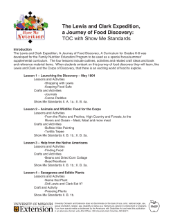 The Lewis and Clark Expedition, a Journey of Food Discovery: TOC