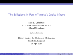 The Syllogisms in Paul of Venice`s Logica Magna