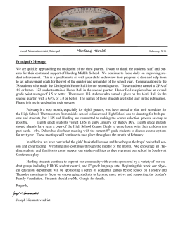 Harding Herald Principal`s Message