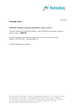 OMXS30 Weekly Options Expiration Value 29/16