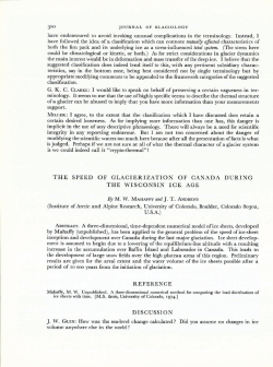 the speed of glacierization of canada during the wisconsin ice age