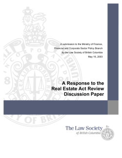 THE REAL ESTATE ACT REVIEW DISCUSSION PAPER