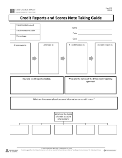 Credit Reports and Scores Note Taking Guide