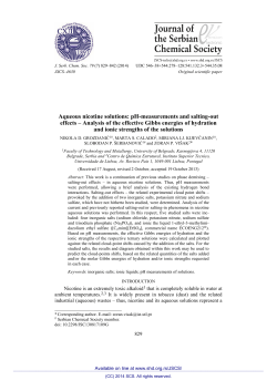 Aqueous nicotine solutions: pH-measurements and salting