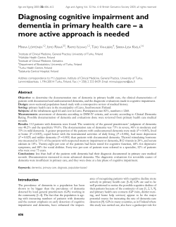 Diagnosing cognitive impairment and dementia in primary health care