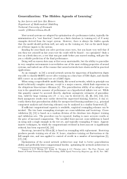 Generalization: The Hidden Agenda of Learning*